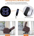 S*MAX Dual Motor Power Lift Recliners Chair for Elderly Infinite Position Full Air Leather Lay Flat Electric Recliner Chairs for Seniors Side Pockets USB Charge Port Brown