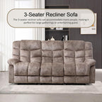 CANMOV Manual Reclining Sofa Set, 3 Pieces Recliner Sofa Set, Manual Recliner Chair, Reclining Loveseat and 3-Seat Sofa for Living Room, 3 Pieces Furniture Set, Light Brown (1+2+3)