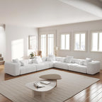JACH V-Shaped Modular Sectional Sofas for Living Room, Modern Cloud Couch, Mid Century Modern Modular Sofa, Cozy Sleeper Sofa for Living Room (Linen Fabric, White)