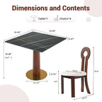 Sintered Stone Square Office Table and Chair Set - Meeting Table for Small Offices (Dark Brown Leg and Black Top, 1 Table and 4 Chairs)
