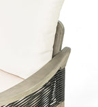 Christopher Knight Home Havets Patio Acacia Wood Club Chair with Woven Rope, Comfortable Outdoor Armchair, Water-Repellent Thick Cushion Deep Seating for Porch, Garden, Backyard, Balcony, Gray+Beige