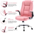 Pink Office Chair, Ergonomic High Back Executive Office Desk Chairs for Women, 90°-120° Rocking Computer Chair with Wheels, Swivel Lumbar Support Home Office Desk Chair