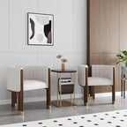 homary Velvet Fluted Accent Chair for Living Room with Wood Frame, High Resilience Foam, Elegant Modern Armchair (White)