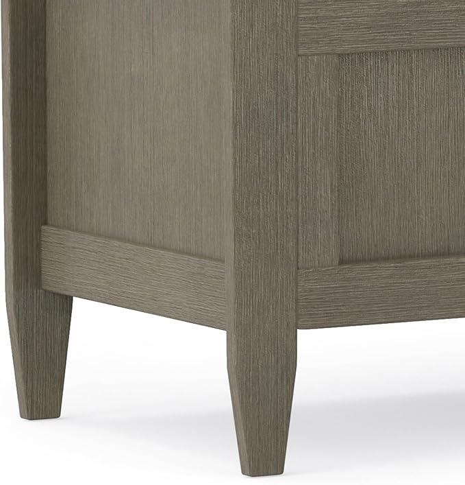 SIMPLIHOME Brooklyn Entryway Storage Bench - 48 inch Wide Solid Wood Storage Seat in Farmhouse Grey, Contemporary Bench for Entryway or Living Room with Lift-Up Lid and Slatted Backrest