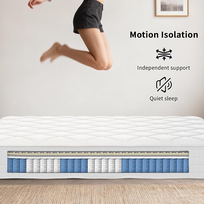 Queen Mattress, 10 Inch Hybrid Memory Foam Mattress in a Box, Cooling Gel for Pressure Relief & Back Pain Support, CertiPUR-US Certified, Medium Firm Bed, Fiberglass Free, Breathable Comfort Sleep