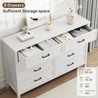 LYNSOM Farmhouse 8 Drawer Dresser for Bedroom, 55 Inch Wide Wood Rustic Chest of Drawers with X-Marking & Bar Handle, Large Storage Dressers Organizer for Bedroom, Hallway, White