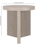 Henn&Hart 22" Fluted Scandinavian Round End Table, Ribbed Side Table, Nightstand for Living Room, Office, Family Room, or Bedroom, Alder White