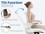TRALT Ergonomic Office Chair - Desk Chair with Adjustable Lumbar Support Computer Chair - Mesh Comfy Chair with Flip-up Armrests - Gaming Chairs for Adults Home Office (Leather, White)