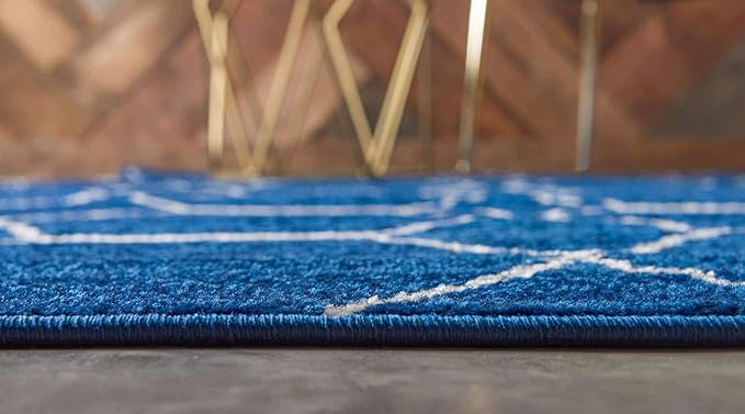 Unique Loom Trellis Frieze Collection Area Rug - Geometric (6' Square, Navy Blue/ Ivory)