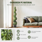 VEVOR Artificial Boxwood Topiary Tree, 60 inch Tall (2 Pieces), Spiral Faux Topiary Trees, Faux Plant w/Extra Leaves & Pot & Small Decoration, UV Rated Greenery Set for Home Decor Indoor/Outdoor