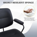 BV Mid Century Modern Office Chair Set of 1, Swivel Rolling Deak Chair with Armrests and Walnut Back, Adjustable Desk Chair for Home Office, Black