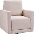 INZOY Swivel Accent Chair, Comfy 360° Swivel Chair with Hidden Storage, Upholstered Chenille Square Chair for Living Room Bedroom Small Spaces, Fully Assembled, Beige