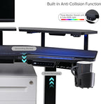 EUREKA ERGONOMIC Gaming Desk Adjustable Height Standing Desk 63" Wing Shaped Music Studio Table Workstation w Full Coverage Mousepad, 3 Stands, Dual Headphone/Cup Holder, Ipad-Slot