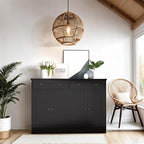 49" Black Buffet Cabinet with Doors & Drawers, Modern Kitchen Storage Sideboard, Coffee Bar Console for Dining Room, Living Room, Entryway
