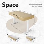 HUANUO Electric Standing Desk with 3 Drawers, 48 Inches Height Adjustable Stand Up Desk, Whole-Piece Board Computer Workstation with 4 Memory Height Settings, Light Walnut