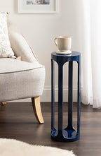 Kate and Laurel Dahl Modern Wooden Round Drink Table, 8 x 8 x 23, Navy Blue, Transitional Circle Accent Pedestal Table for Living Room Plant Stand Indoors or Mini Bedroom Nightstand