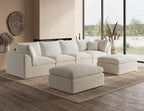 Oversized Cloud Sectional Couches for Living Room, Boneless U Shaped Couch with Ottoman, 4 Seater Modular Sectional Sofa, Warm White