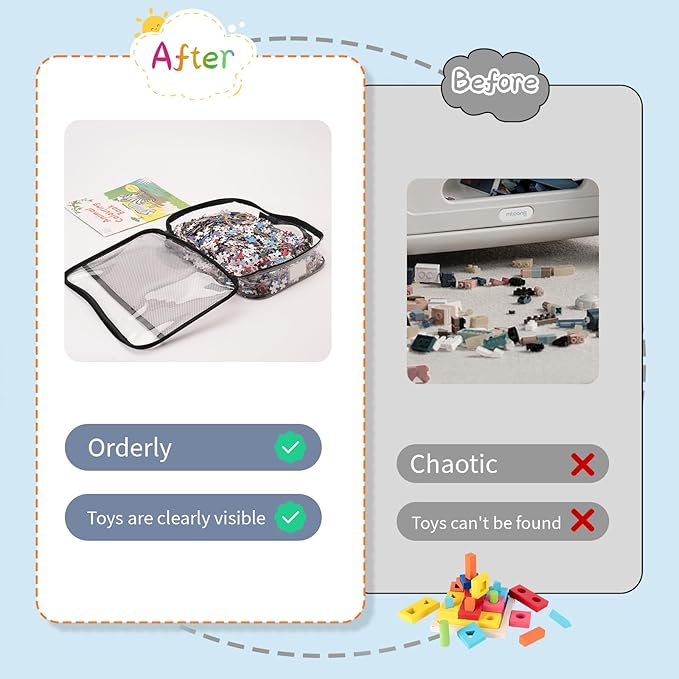 Large Kids Toy Storage Bag - Durable Waterproof Foldable Organizer, Portable Playroom Cleanup Solution for Toys, Books, Art Supplies (Eco-Friendly Material, Black