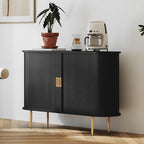 ARTPOWER 47.2" Sideboard Buffet Cabinet with Tambour Door, 6 Heights Adjustable Shelves, Accent Console Cabinet with Storage, Modern Credenza for Living Room, Dining Room, Entryway, Black