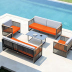 Easy-Going Waterproof Patio Cushion Covers 24x24x4 inch 4 Pack Replacement Non-Slip Outdoor Seat Cushion Slipcover with Zipper. Orange