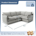 Cloud Modular Sectional Sofa, Waterproof Down Filled Sectional Sofas, High Backrest 4 Seater Sectional Couches for Living Room, Modern Modular Couch with Removable Cover, Light Gray