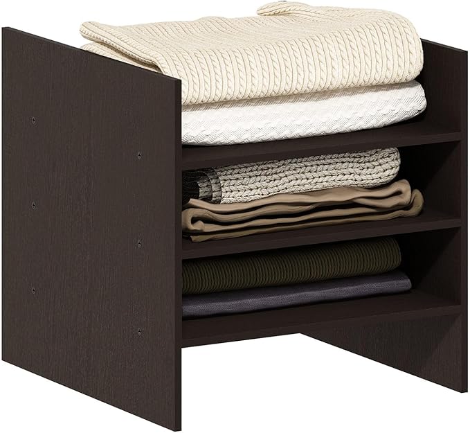 Furinno Cubicle Cube Insert, 3-Shelf Cube Organizer, Fits into Extra Thick Cubes, for Organizers and Storage, Dark Oak (Does not fit IKEA Kallax Shelving)