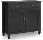 SIMPLIHOME Connaught SOLID WOOD 40 inch Wide Traditional Entryway Storage Cabinet in Black for the Living Room, Entryway and Family Room