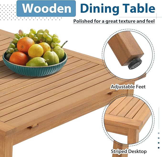 JOIVI Outdoor Dining Set for 6, 7 Pieces Patio Dining Table and Chairs Set, Rattan Rope Patio Outdoor Furniture Set with Extendable Dining Table for Deck, Backyard, Garden, Dining Room, Tan