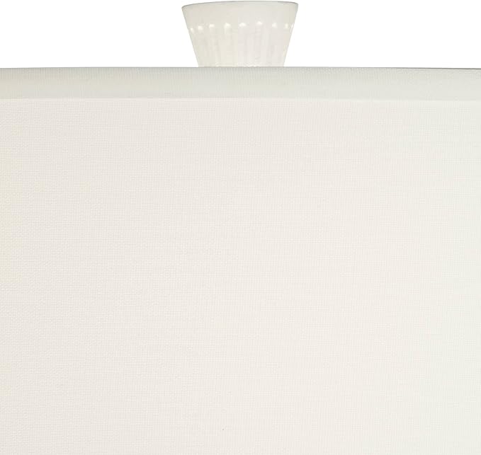 Possini Euro Design Luke 30" Tall Large Geometric Mid Century Modern Coastal End Table Lamp White Finish Single Fabric Shade Living Room Bedroom Bedside Nightstand House Office Home Reading