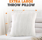 Cheer Collection Faux Fur Throw Pillows - Decorative Pillows for Couch, Bed Throw Pillows, White Accent Pillows for Bedroom or Living Room Aesthetic, Set of 2 Furry Throw Pillows, 24" x 24"