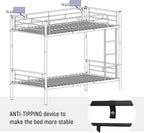 Merax Bunk Bed with Ladder and high Guardrail, Able to Split, Metal Bunk Bed, Storage Space, Noise Free,Twin Over Twin Size,Black