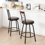 COSTWAY Bar Stools for Kitchen Island, 24/30 Inch Adjustable Seat Height Swivel Barstools Set of 4, Cushioned Seat & Cozy Backrest, Extra Leg Tubes for Height Adjustment, for Kitchen, Bar (4)