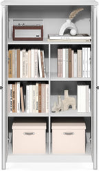 Furinno Robin Storage Cabinet, 4-Tier Pantry Cabinet with Adjustable Shelves, 35W with Louvered Doors, Kitchen Cabinet, Organization and Storage, for Pantry, Living Room, Home Office, White
