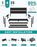 SERWALL Outdoor Loveseat, Black Frame and Grey Cushion