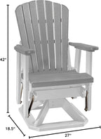 DutchCrafters Slat Fan Back Poly Adirondack Swivel Glider Outdoor Patio Chair (White & Light Gray)