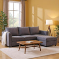 90 Inches Cloud Modular Sectional Sofa, L Shaped Linen Couch with Reversible Chaise, 3 Seater Convertible Comfortable Sofa Couch for Living Room/Apartment, Grey