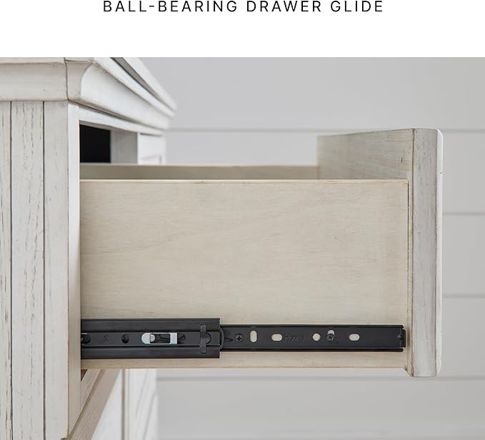 Signature Design by Ashley Taffenbrook Farmhouse 5-Drawer Chest with Felt-Lined Top Drawer and Easy Glide for Bedroom, Dark Brown