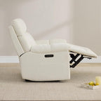 CHITA Oversized Power Recliner Chair with Bluetooth Speakers for Adults, Lay Flat Recliner with Power Lumbar Support, Manual Winged Headrest and USB & Type-C Charging Ports, Cream