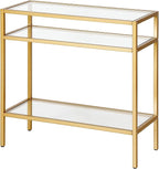 Henn&Hart 24" Wide Rectangular Rectangular Side Table in Brass, Table for Living Room, Bedroom