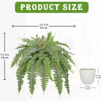 Hollyone Artificial Fern Plants in White Pot 25.5" Medium Artificial Boston Fern 31 Leaves for Outdoors & Indoor Faux Potted Plants Fake Ferns Bush Plant Patio Garden Farmhouse Porch Decor Dusty Green