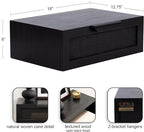 Kate and Laurel Ori Transitional Cane Rattan Floating Side Table with Pull-Out Storage Drawer, 18x13x6, Black