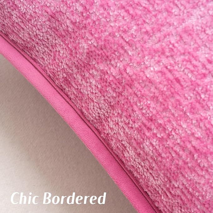 FUTEI Hot Pink Chenille Throw Pillow Covers 16x16 Inch Set of 2,Soft Cozy Bound Edge Design Cushion Case,Home Decor for Couch Bed Living Room