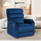 EONIX Dual Motor Lay Flat Power Lift Recliner Chair for Elderly, Chenille Fabric Electric Lift Chairs for Adults, 400lbs Heavy Duty Power Recliner with Heat Massage Charging Ports, Chenille Blue