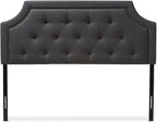 Maykoosh Adjustable Wood Post Headboard - Button Tufted Upholstered Bedroom Headboard Queen/Dark Gray