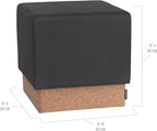 Seville Classics Cushioned Fabric Ottoman Hidden Storage Chest Footrest Chair, Padded Seat for Bedroom, Dorm, Loft, Living Room, Entryway, Hallway, Cork/Steel Grey, 15" Cube
