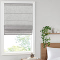 Madison Park Kyler Cordless Roman Shades - Single Panel, Lightweight Linen Blend Fabric, Natural Design, Easy Installation, Light Filtering Window Blind, Bedroom, Living Room Decor 29" W x 64" H Grey