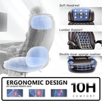 400lbs Executive Office Chair with Foot Rest for Heavy People, Ergonomic Big and Tall Desk Chair with Adjustable Headrest, High Back PU Leather Comfy Heavy Duty Computer Chair