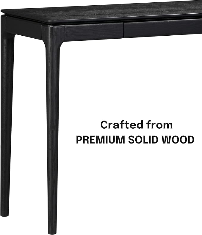NTC Mingle 47-Inch Console Table, Modern Solid Wood Entryway Table with Hidden Drawer, Waterproof & Heat Resistant, Narrow Table for Hallway, Living Room & Foyer, Burnt Black