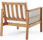 Christopher Knight Home Elias Outdoor Acacia Wood and Iron Club Chair with Cushions, Teak, Black, Beige