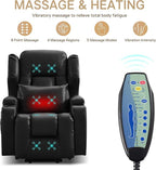 Power Lift Recliner Chair for Elderly, Electric PU Leather Reclining Single Sofa with Massage & Heat, Side Pocket, Cup Holders and USB/Type-C Charge Port for Living Room (Black)